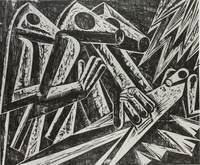 Der Antrag, 1988, Holzschnitt, 46&nbsp;x&nbsp;56&nbsp;cm