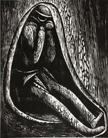 Zu Henri Barbusse &bdquo;Le Feu&rdquo;, Soldat unter Plane, 1975, Holzschnitt, 46&nbsp;x&nbsp;35&nbsp;cm