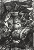 Miß Germany, 1963, Holzstich-Assemblage, 21&nbsp;x&nbsp;14,3&nbsp;cm