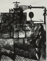 Zu B. Traven &bdquo;Das Totenschiff&rdquo;, III, 1963/64, Holzstich-Assemblage, 19&nbsp;x&nbsp;14,3&nbsp;cm