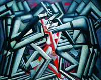 Demonstrantin, 1988, Öl auf Sperrholz, 165&nbsp;x&nbsp;201&nbsp;cm, Leipzig, Gerhard-Kurt-Müller-Stiftung