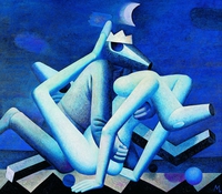 Begegnung, 1997, Öl auf Leinwand, 140&nbsp;x&nbsp;160&nbsp;cm, Leipzig, Gerhard-Kurt-Müller-Stiftung