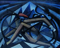 Radfahrer, 2002/03, Öl auf Hartfaser, 120&nbsp;x&nbsp;150&nbsp;cm, Leipzig, Gerhard-Kurt-Müller-Stiftung