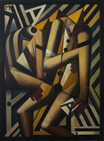 Pierrot mit Anderen, 2009, Öl auf Hartfaser, 150&nbsp;x&nbsp;105&nbsp;cm, Privatbesitz