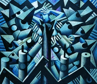 Kristallnacht, 1986, Öl auf Hartfaser, 169&nbsp;x&nbsp;185&nbsp;cm, Leipzig, Gerhard-Kurt-Müller-Stiftung