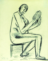 Sitzender Akt, 1976, Kohle, 63&nbsp;x&nbsp;49&nbsp;cm