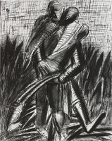 Landsknecht und Marketenderin (Zu Friedrich Schiller &bdquo;Wallensteins Lager&rdquo;) 1986, Feder/Kreide, 31,7&nbsp;x&nbsp;24,7&nbsp;cm, Weimar, Nationale Forschungs- und Gedenkstätten der Klassischen Deutschen Literatur