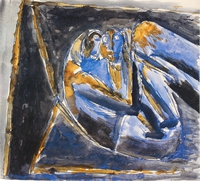 Zu Barbusse XII, 2002/03, Feder/Ölpastell/Aquarell, 31,4&nbsp;x&nbsp;24,8&nbsp;cm, Gerhard-Kurt-Müller-Stiftung